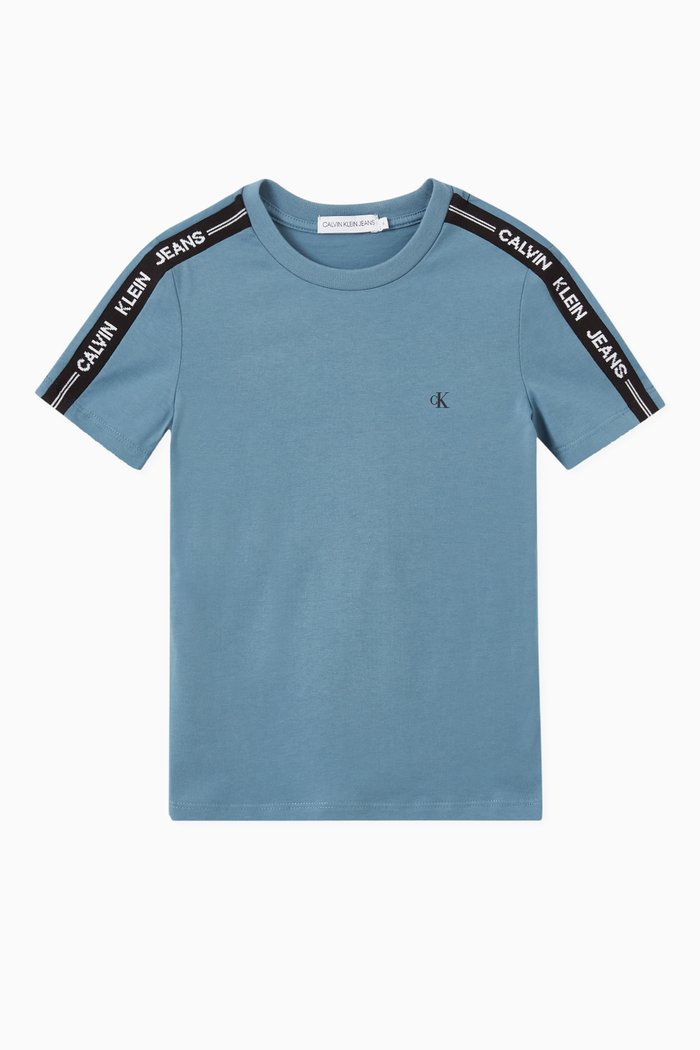 

CK Logo Tape T-shirt in Organic Cotton, Blue