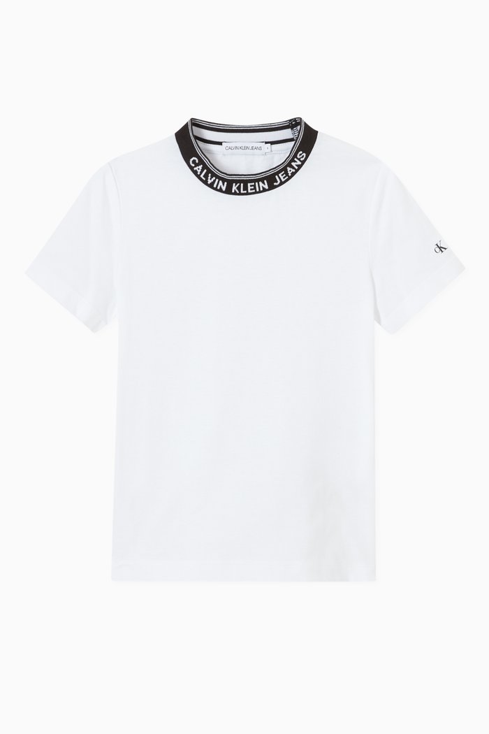 

Logo Collar T-shirt in Organic Cotton Jersey, White