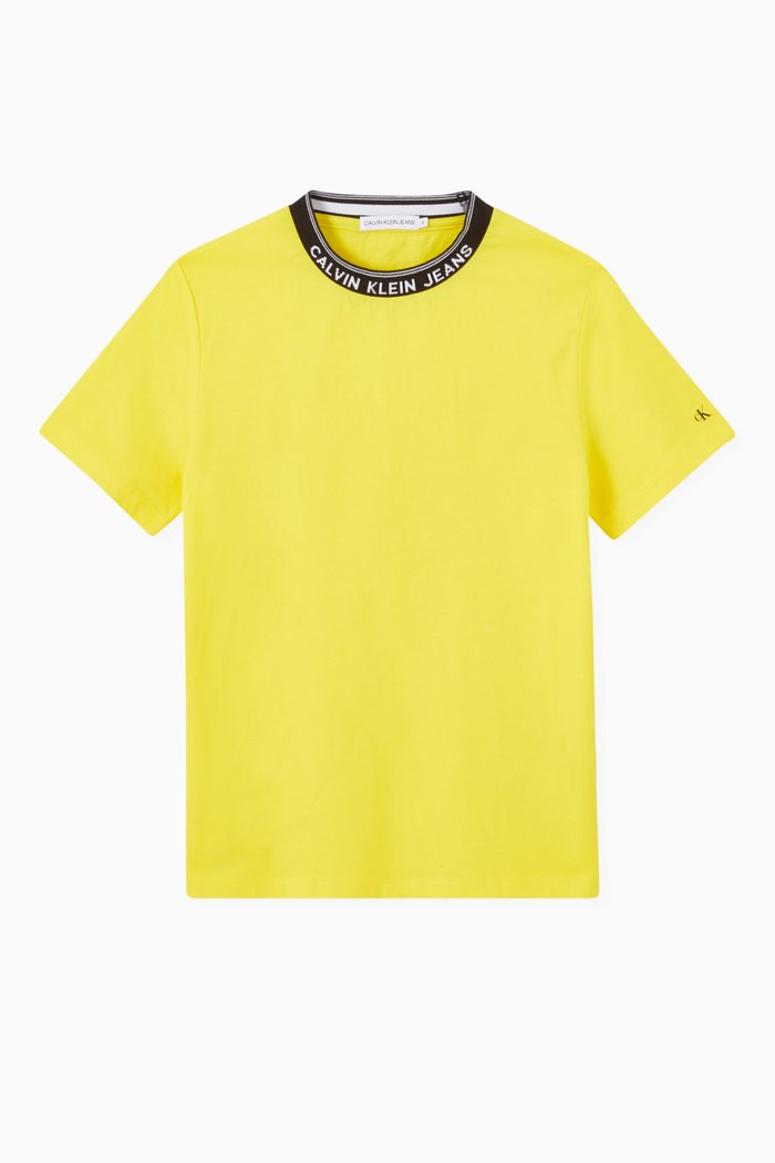 

Logo Collar T-shirt in Organic Cotton Jersey, Yellow