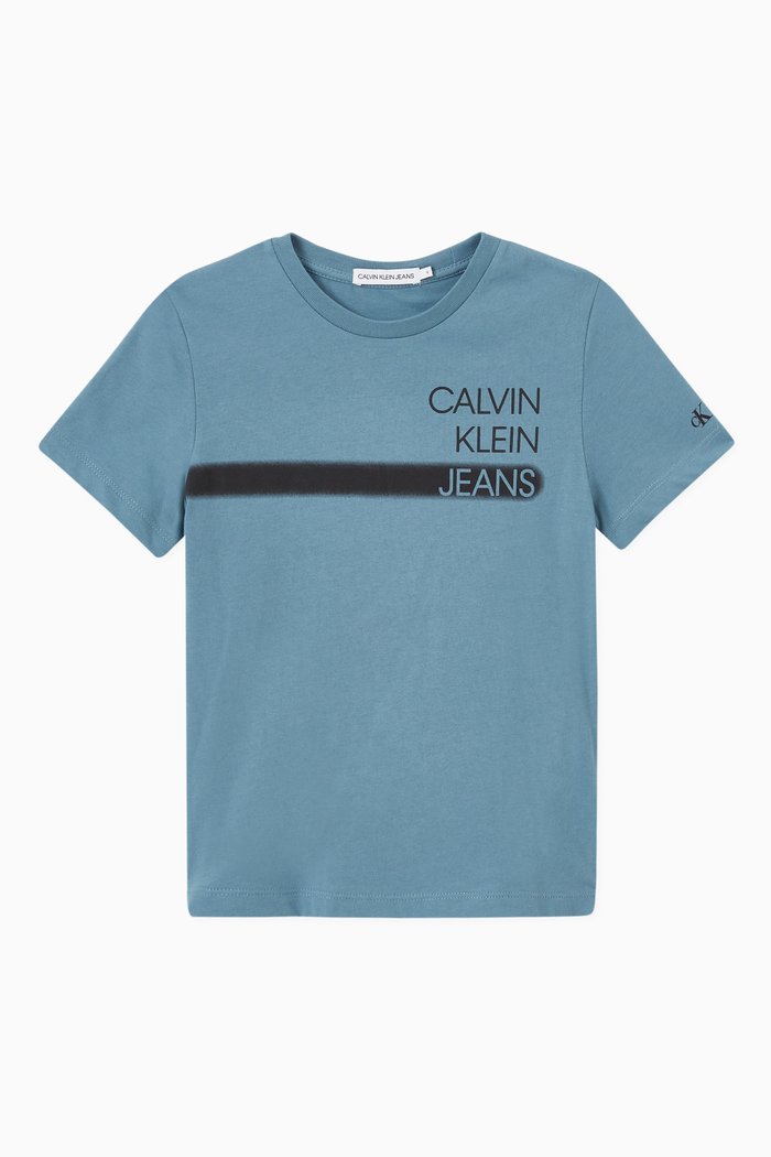 Spray Logo T-shirt in Jersey, Blue