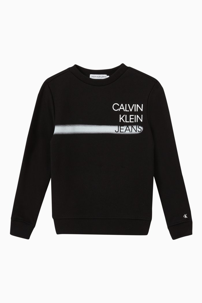 

Spray Logo Sweatshirt in Organic Terry, Black