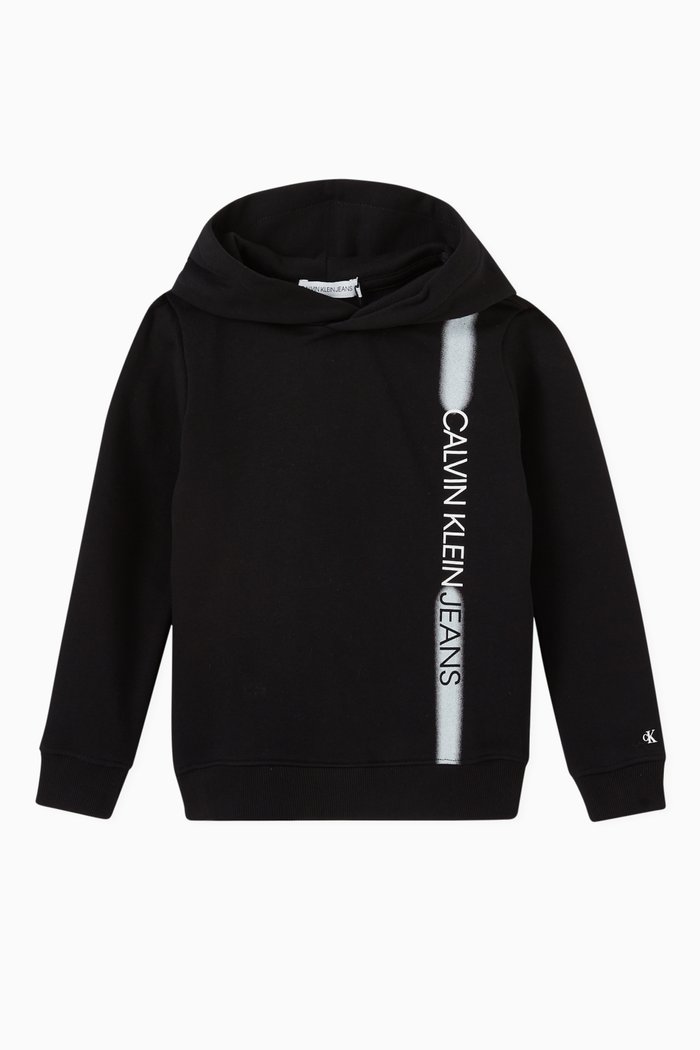 

Spray Logo Hoodie in Organic Fleece, Black