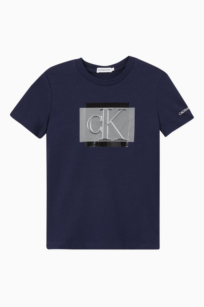 

CK 3D Graphic Print T-shirt in Cotton Jersey, Blue
