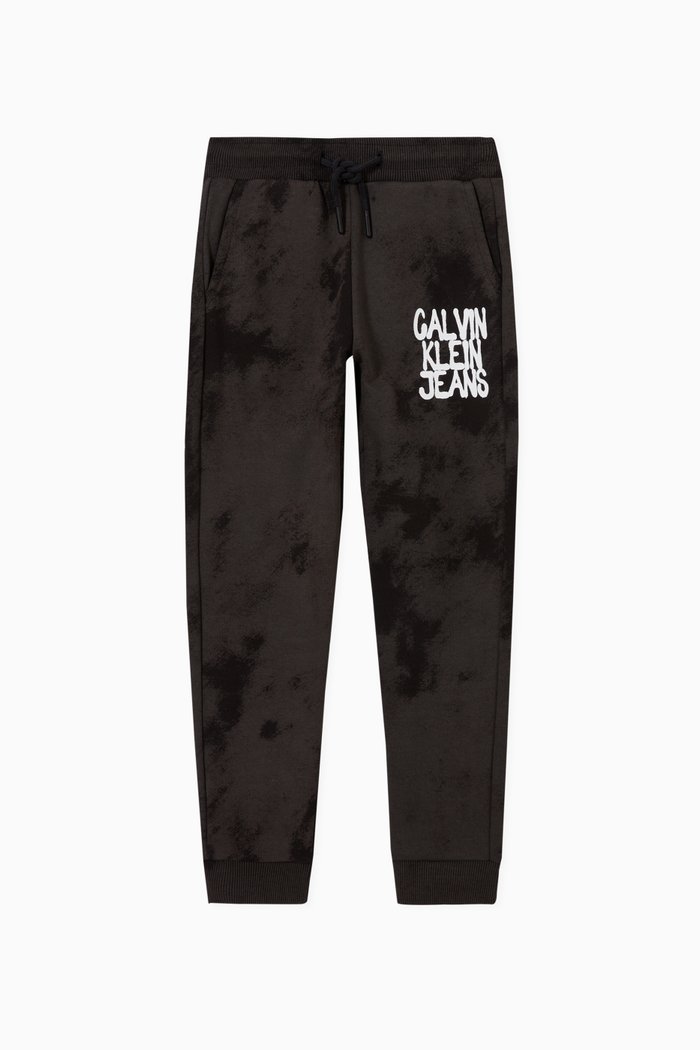 

Tie Dye Graffiti Track Pants in Fleece, Grey