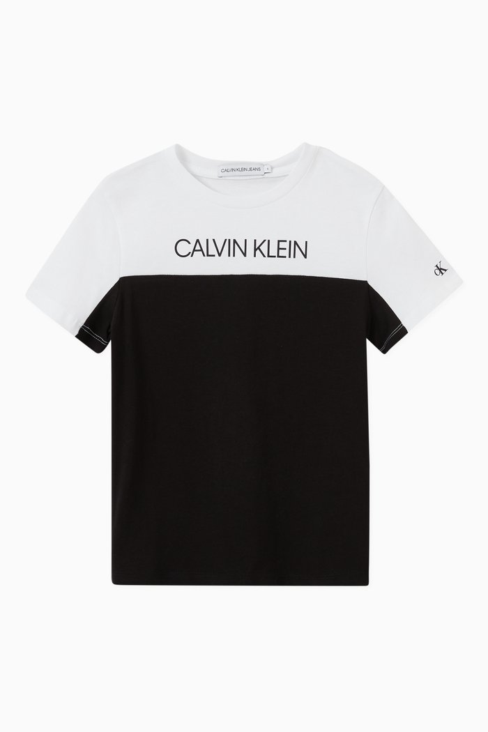 

CK Colour Block T-shirt in Cotton Jersey, Black