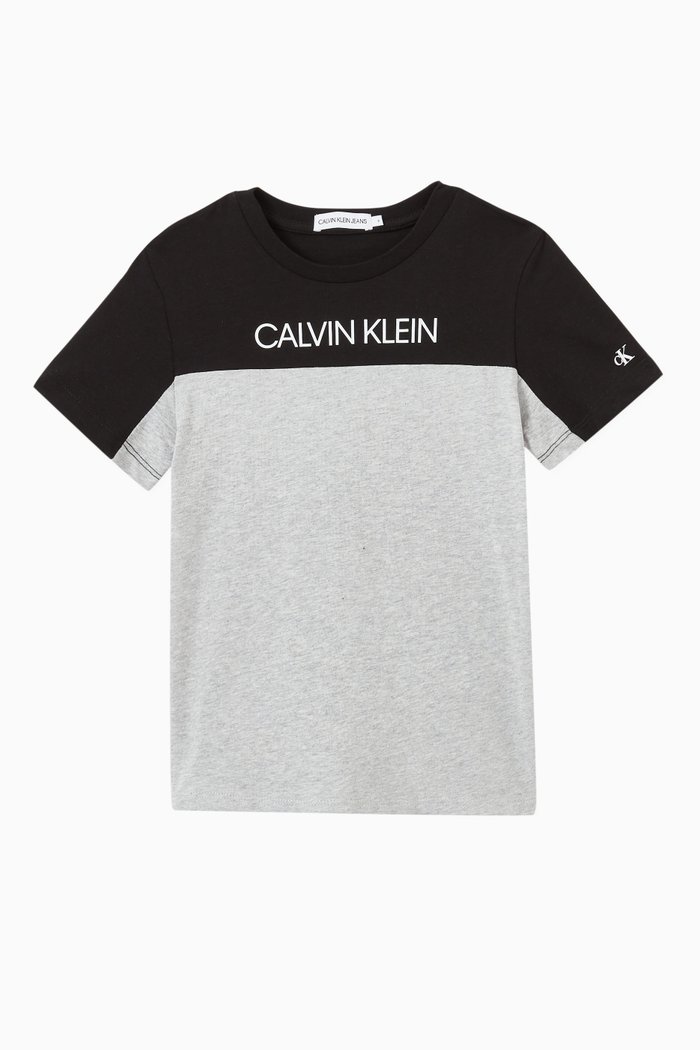 

CK Colour Block T-shirt in Cotton Jersey, Grey