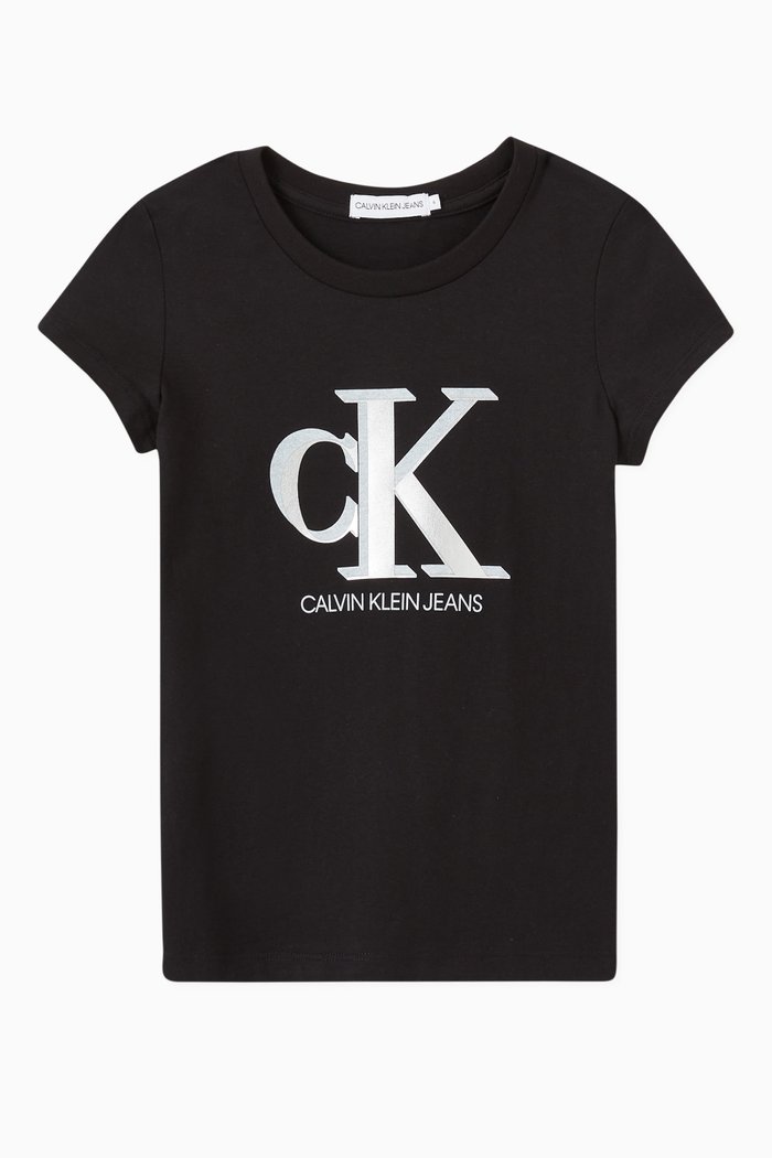 

CK Metallic Logo T-shirt in Cotton Jersey, Black