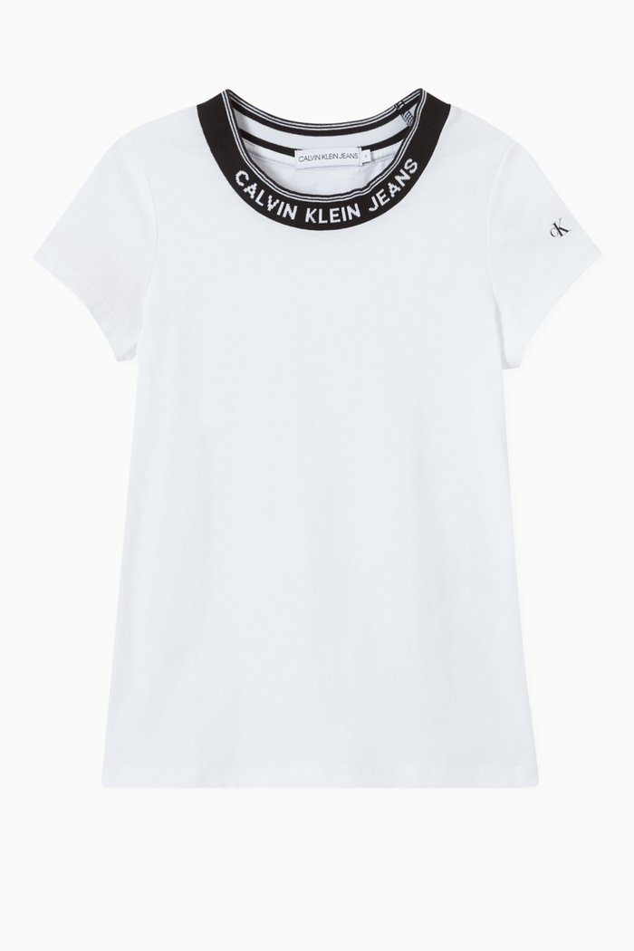 

Slim Logo Collar T-shirt in Organic Cotton Jersey, White