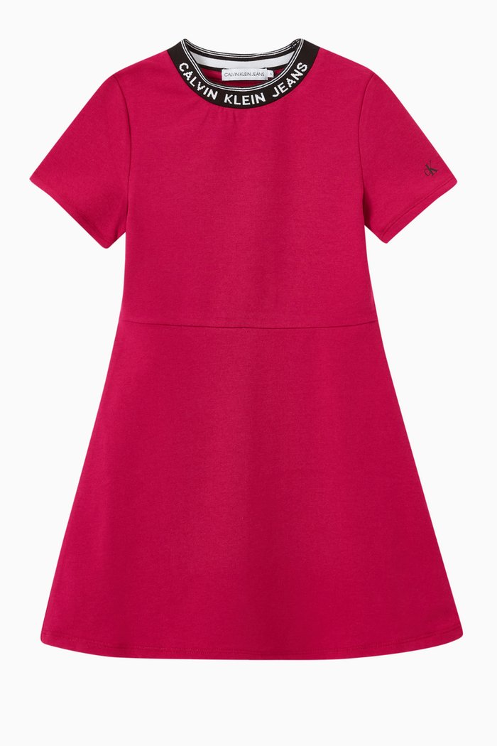 

CK Collar Skater Dress in Cotton-blend Knit, Pink