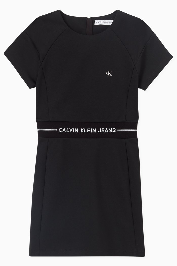 

Logo Intarsia Dress in Punto Milano Jersey, Black