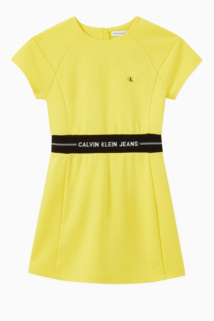 

Logo Intarsia Dress in Punto Milano Jersey, Yellow