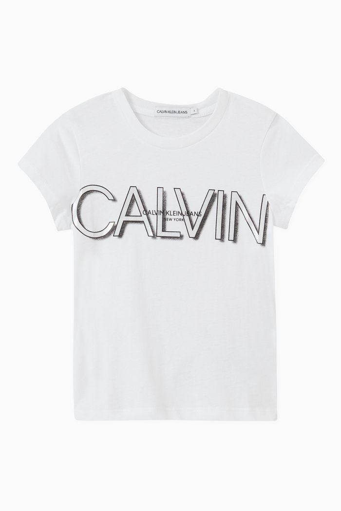 

CK Logo Cropped T-shirt in Jersey, White