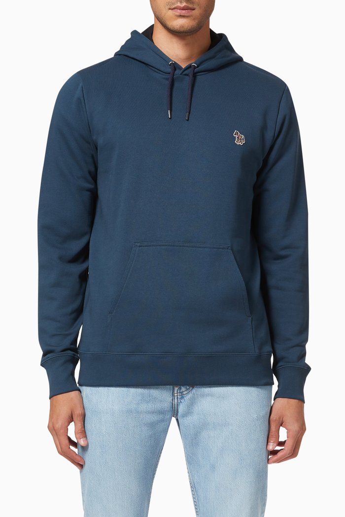

Zebra Logo Hoodie in Organic Cotton, Blue