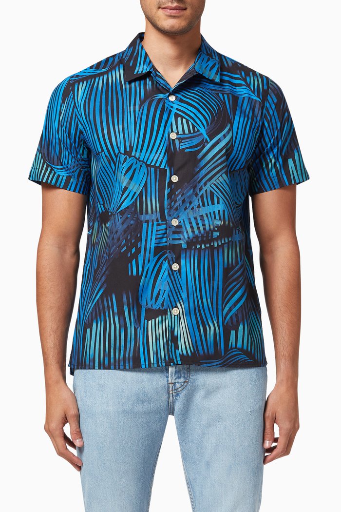 

Twisted Stripe Shirt in Organic Cotton, Blue
