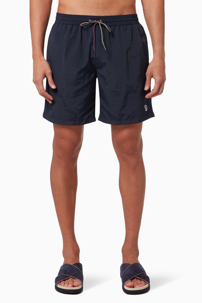 

Zebra Logo Swim Shorts in Technical Fabric, Blue