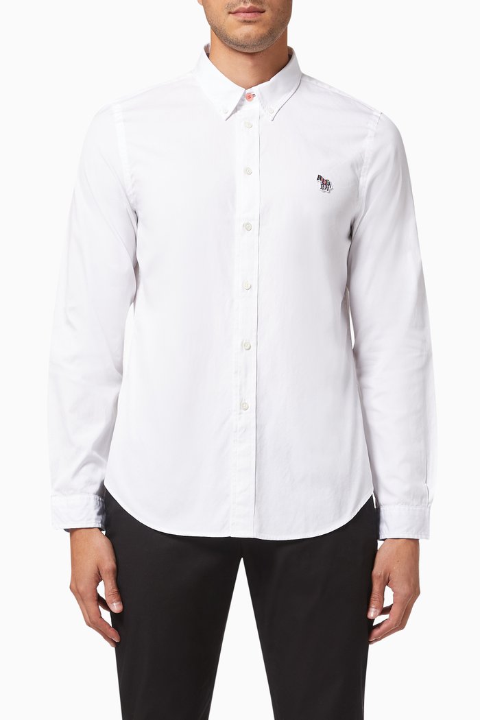 

Zebra Logo Shirt in Cotton, White
