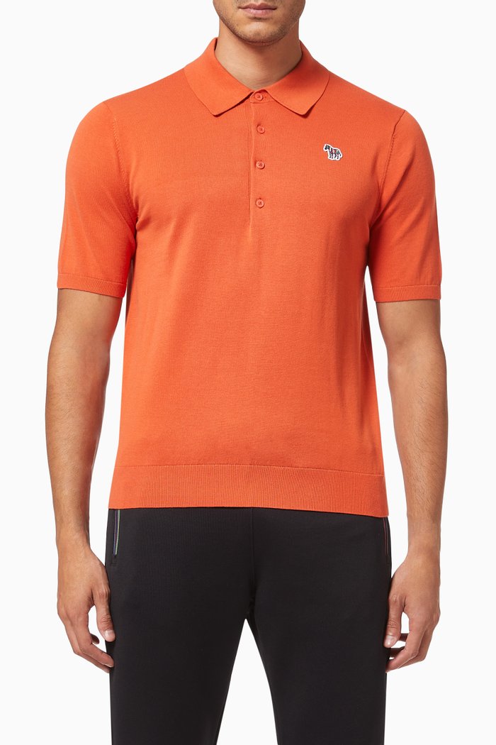

Zebra Logo Polo Shirt in Cotton Piqué, Orange