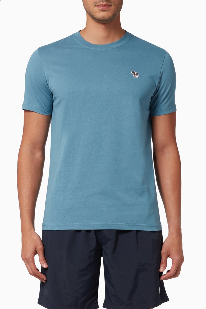 

Zebra Logo Slim Fit T-shirt in Organic Cotton Jersey, Blue