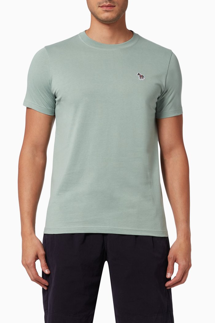 

Zebra Logo Slim Fit T-shirt in Organic Cotton Jersey, Green