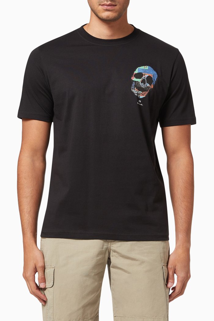

Skull Print T-shirt in Organic Cotton, Black