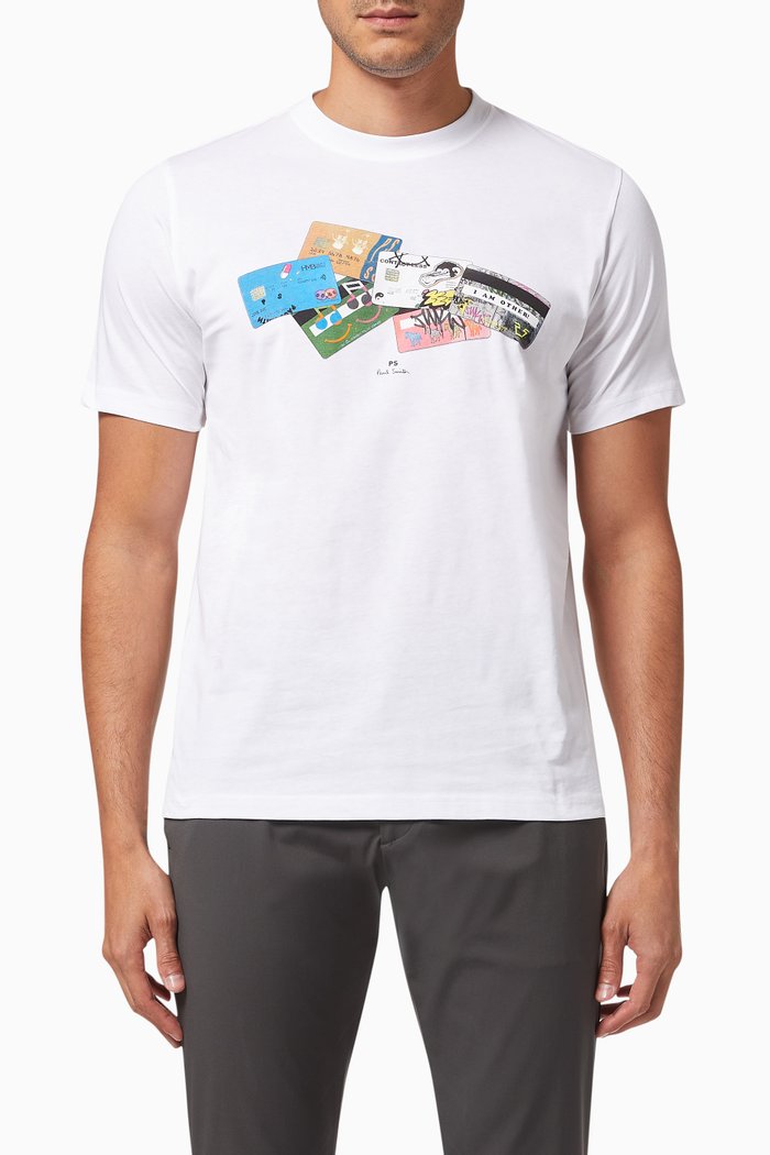 

Credit Cards Print T-shirt in Organic Cotton, White