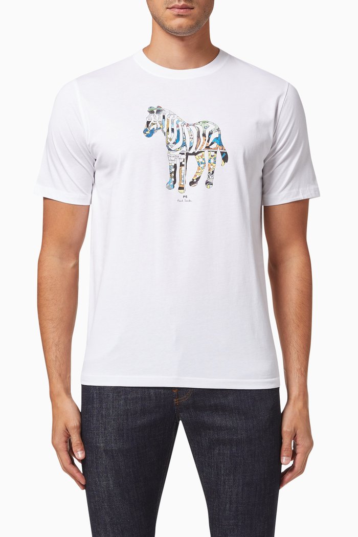 

Zebra Print T-shirt in Organic Cotton, White