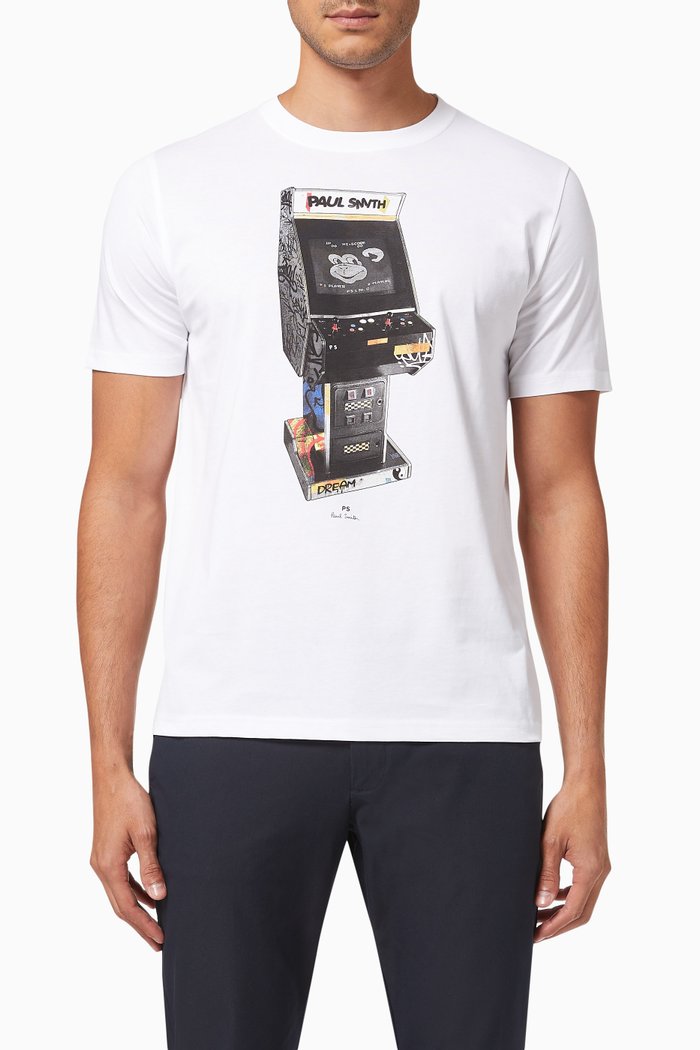 

Arcade Print T-shirt in Organic Cotton, White
