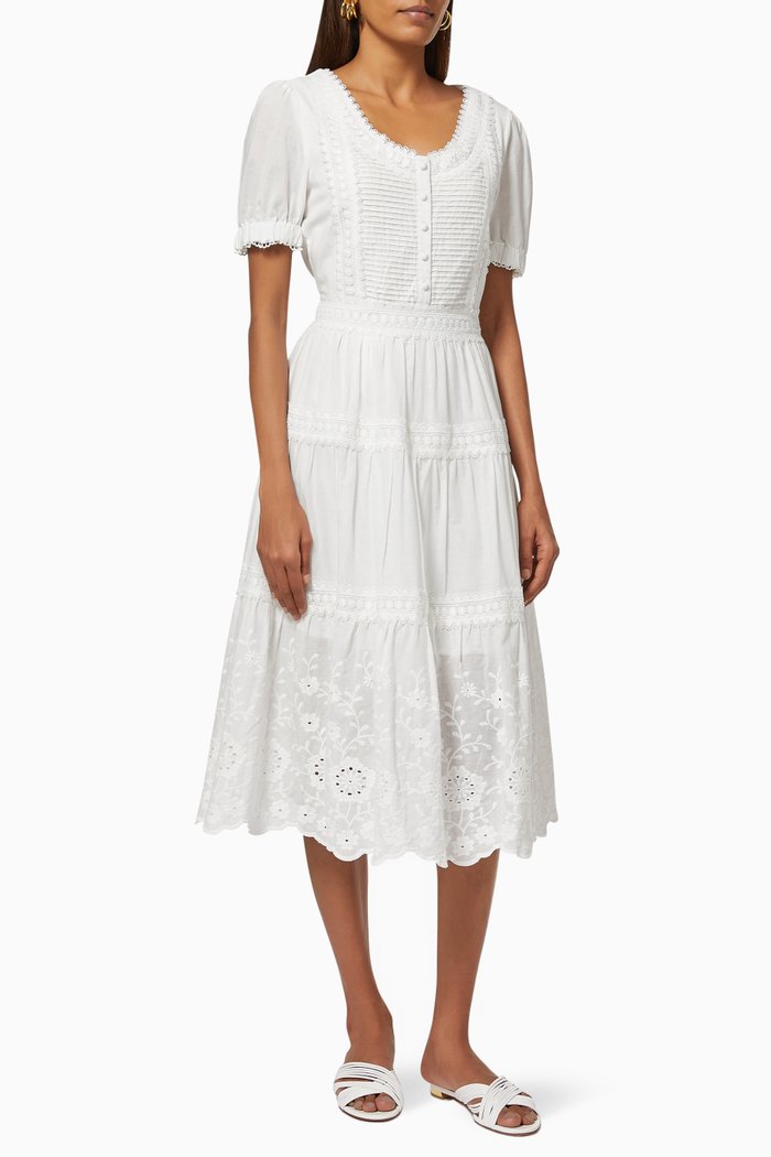

Isabella Midi Dress in Cotton, Neutral
