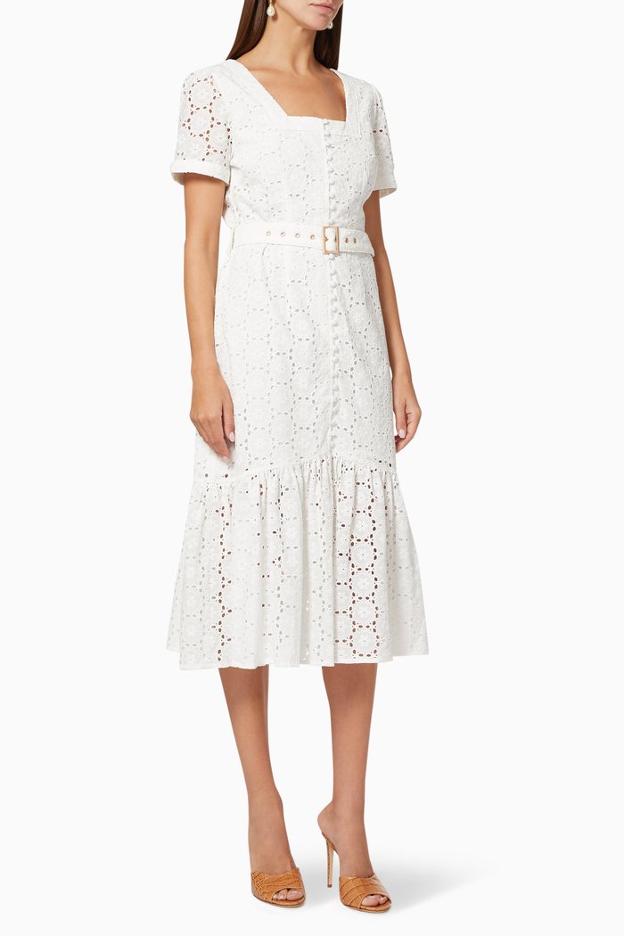 Eliza Midi Dress in Cotton, Neutral