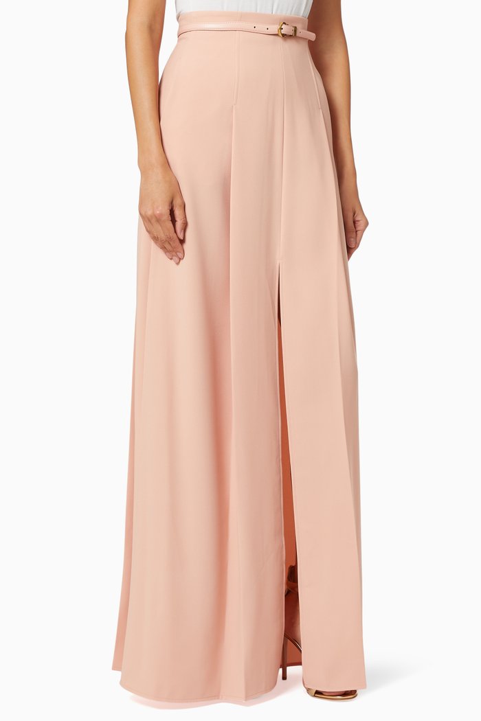 

Maxi Skirt with Belt in Crêpe, Pink