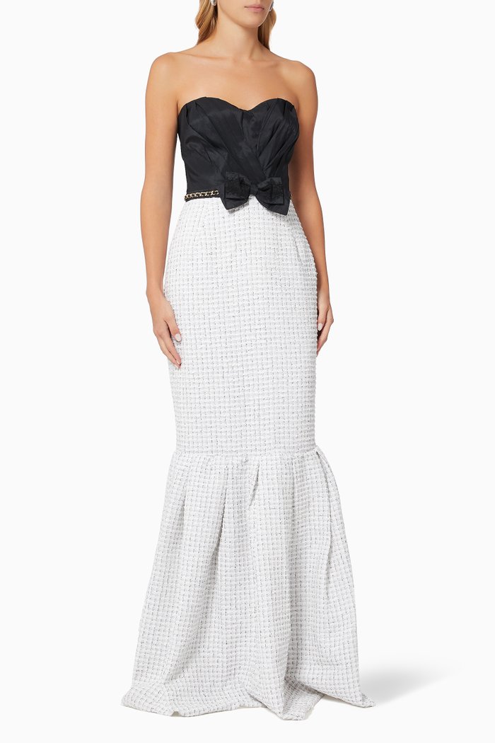 

Mermaid Dress in Ottoman Knit & Tweed, White