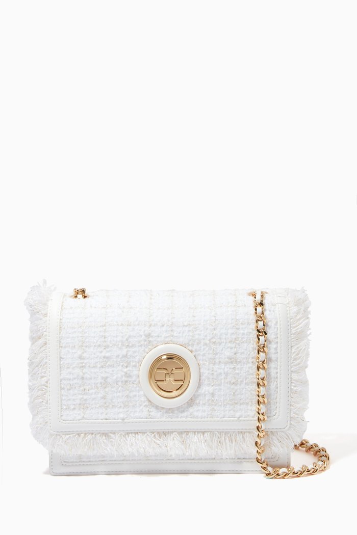 Clutch Bag in Tweed, White
