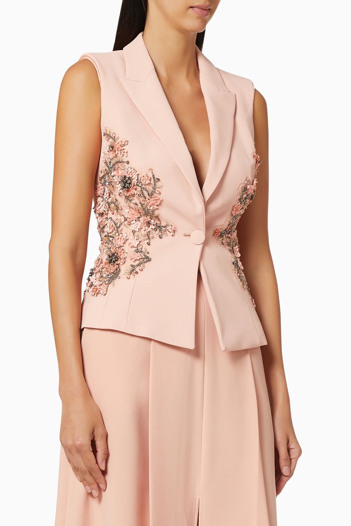 

Sleeveless Jacket in Crêpe, Pink