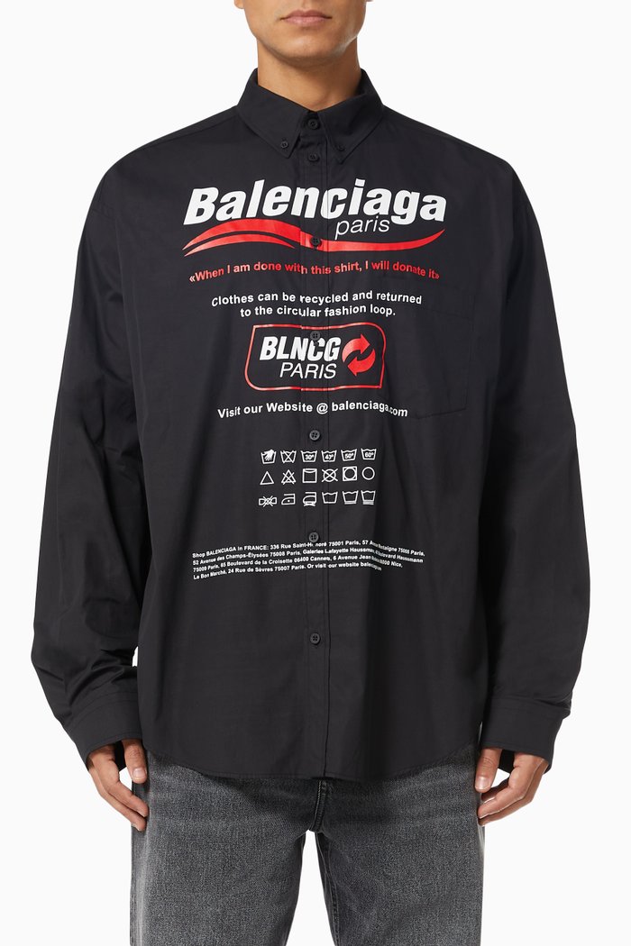 

Dry Cleaning Large Fit Shirt in Cotton, Black