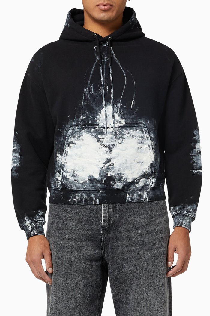 

Painter Fitted Hoodie in Medium Fleece, Black