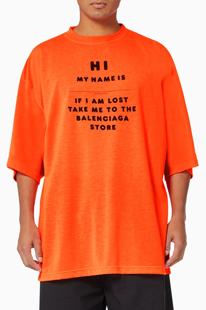 

Hi My Name Is Wide Fit T-shirt in Jersey, Orange