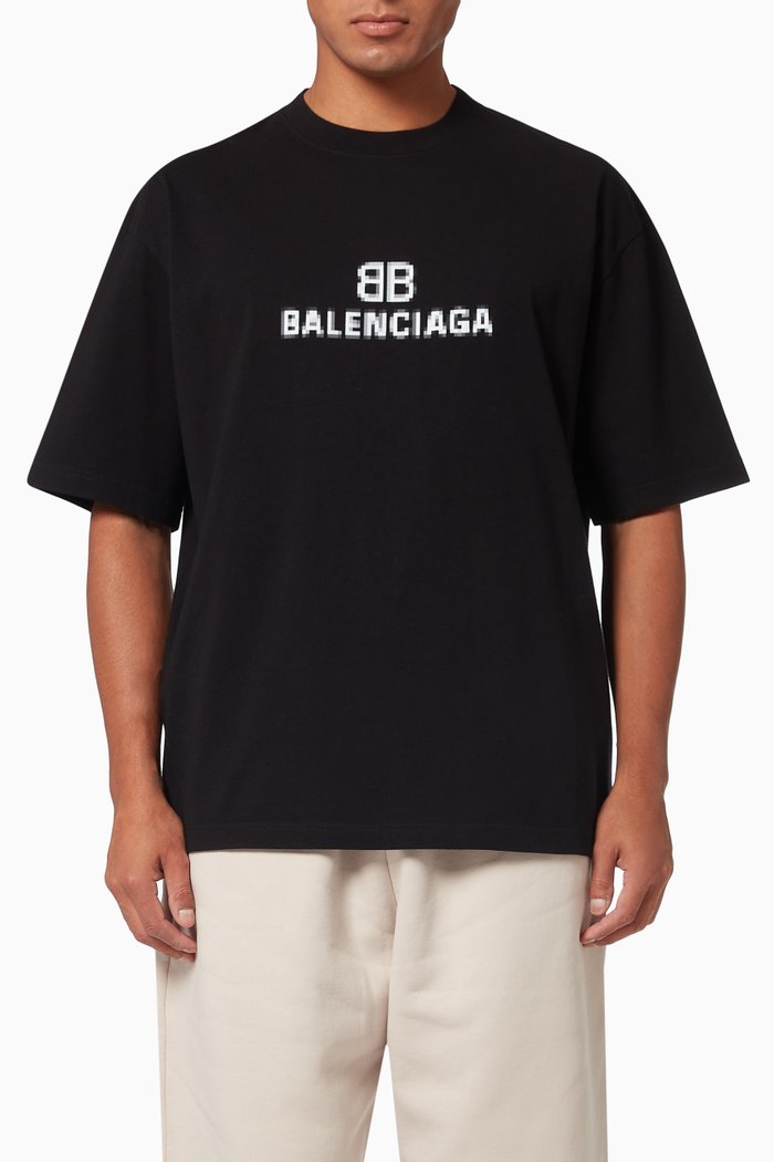 

BB Pixel Logo Medium Fit T-shirt in Vintage Jersey, Black