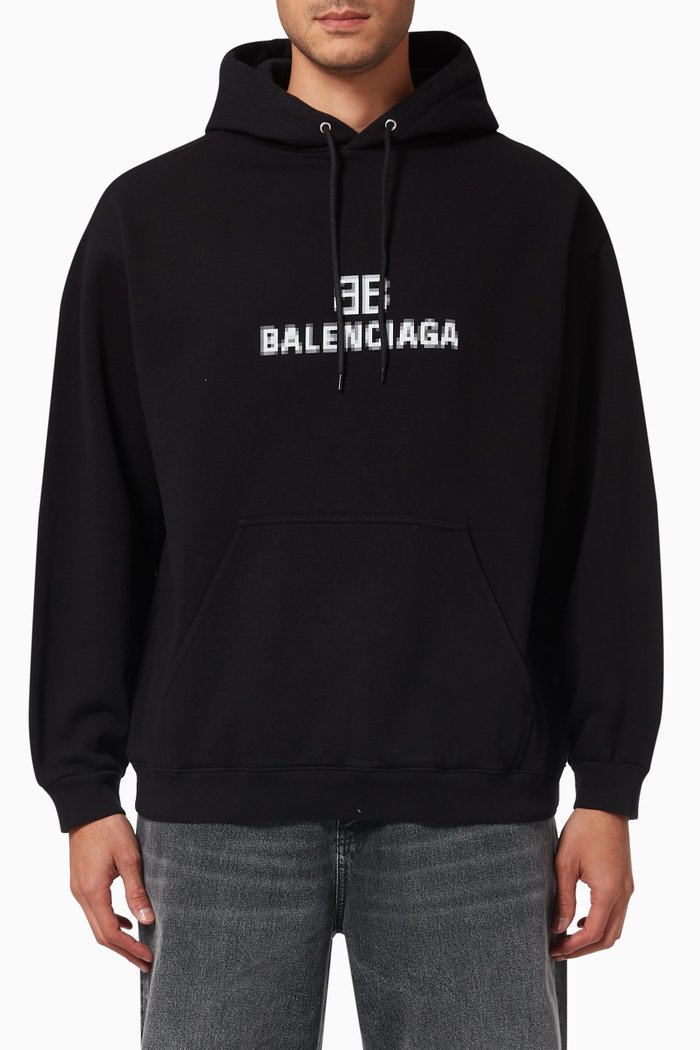 

BB Pixel Logo Medium Fit Hoodie in Curly Fleece, Black