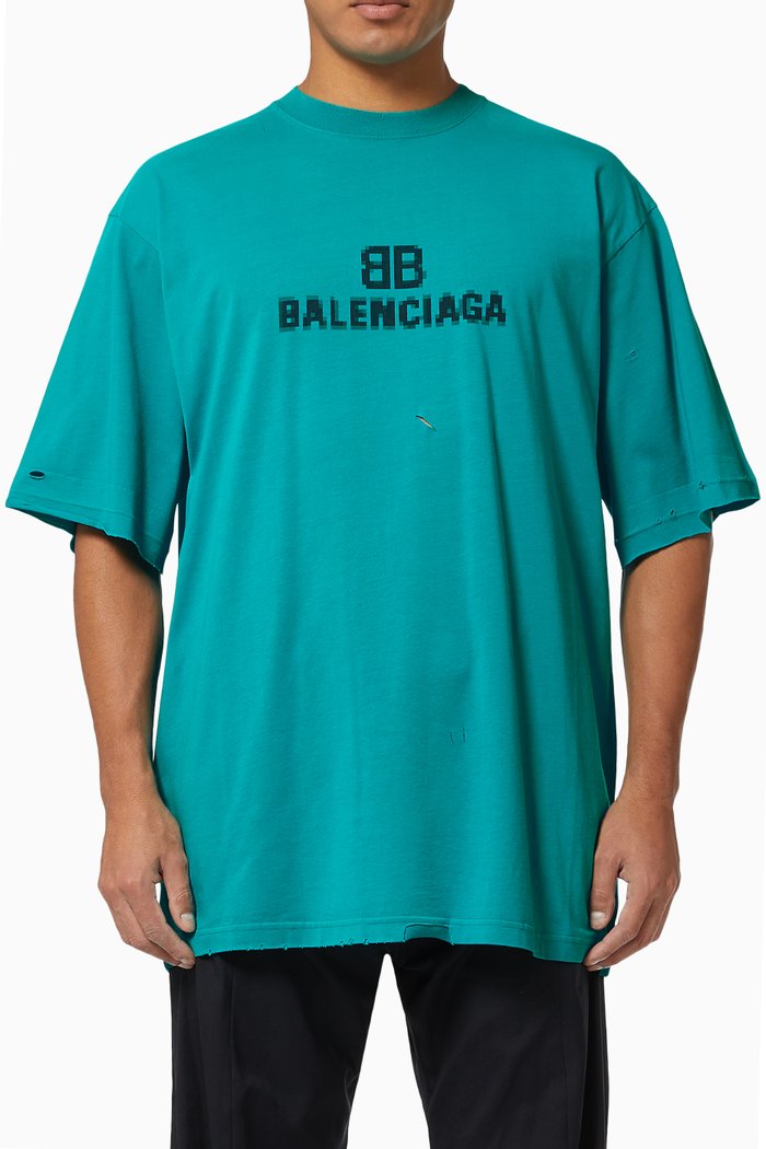 

BB Pixel Boxy T-shirt in Light Jersey, Blue