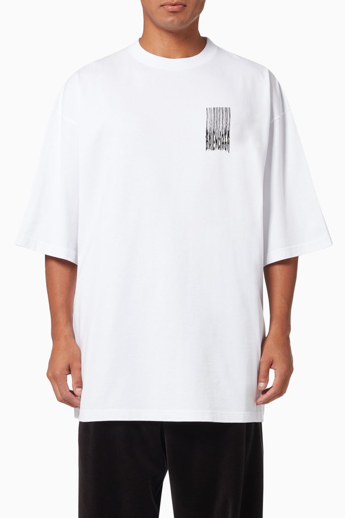 

Barcode Large Fit T-Shirt in Vintage Jersey, White