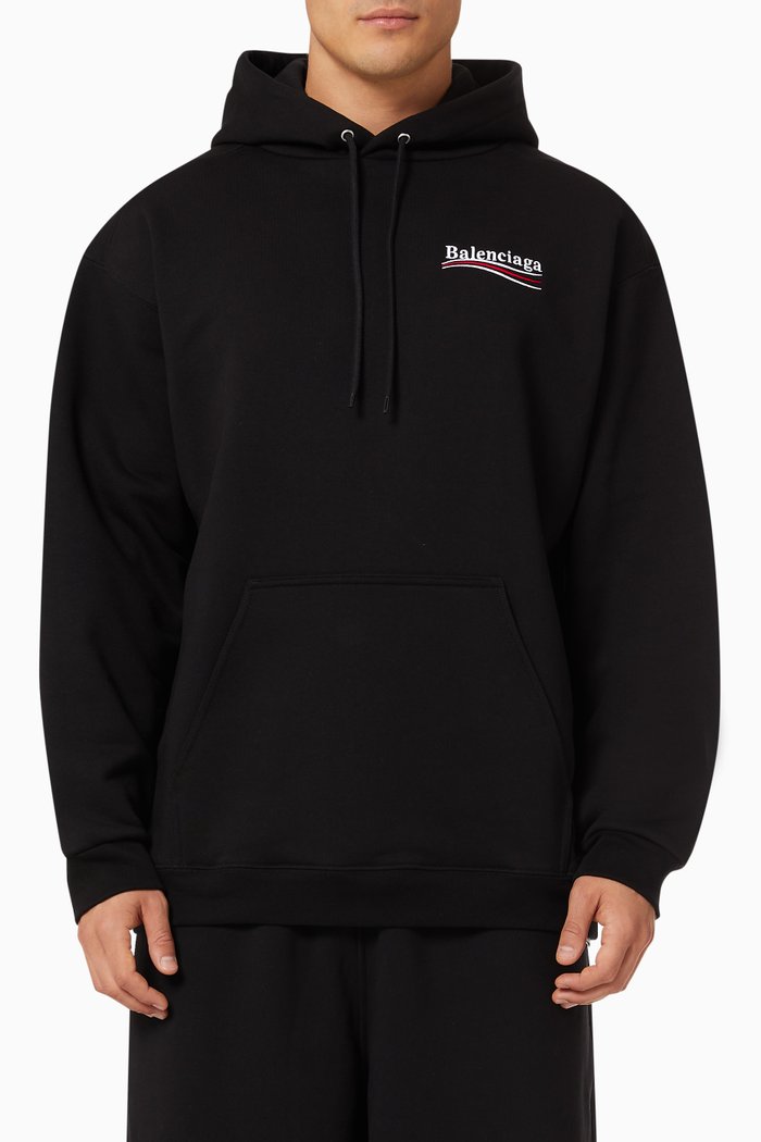 

Political Campaign Medium Fit Hoodie in Curly Fleece, Black