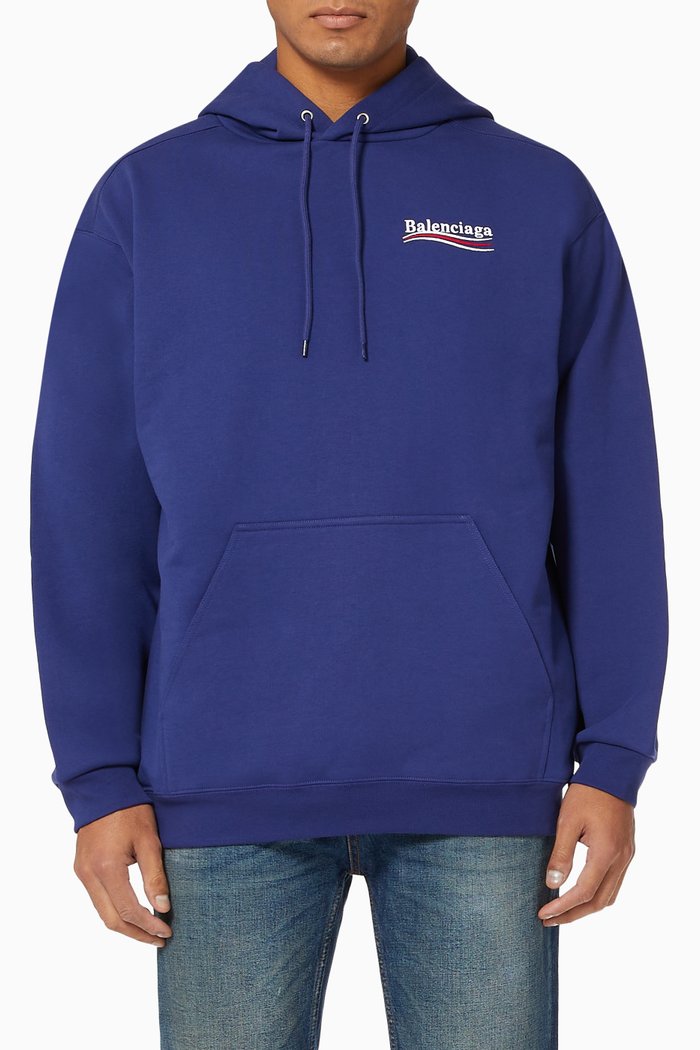

Political Campaign Medium Fit Hoodie in Curly Fleece, Blue