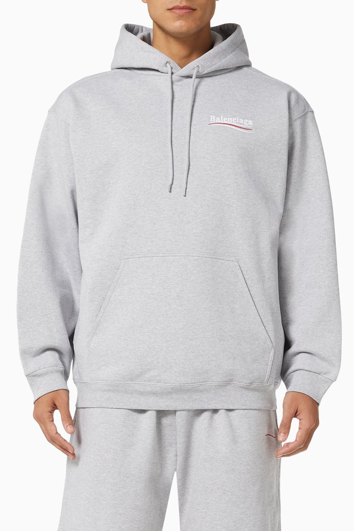 

Political Campaign Medium Fit Hoodie in Curly Fleece, Grey