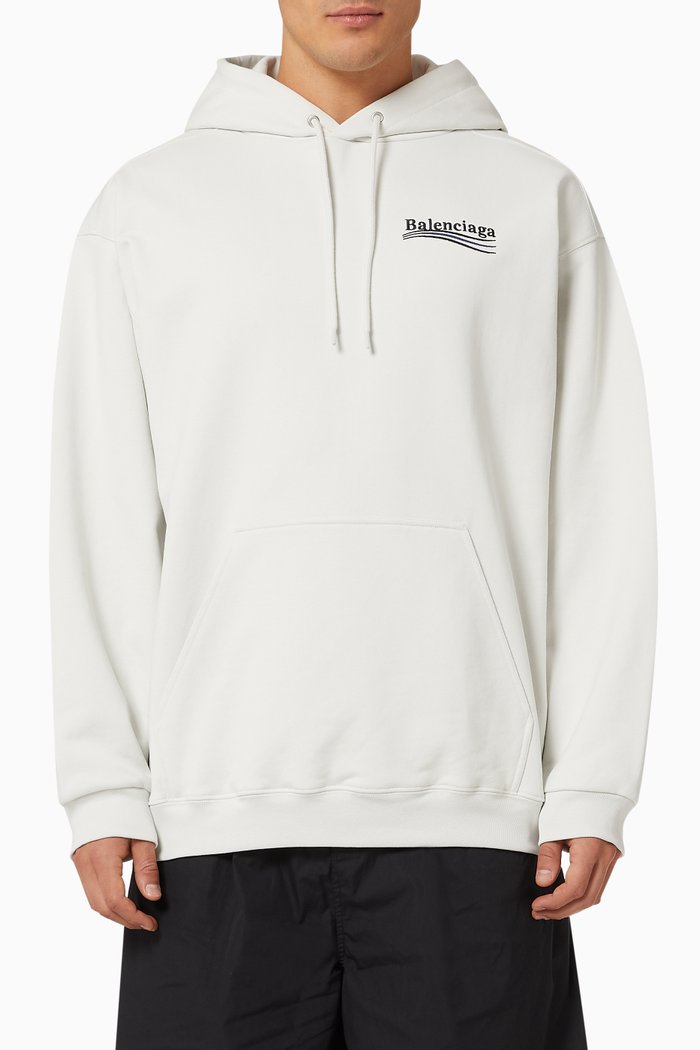 

Political Campaign Medium Fit Hoodie in Curly Fleece, White
