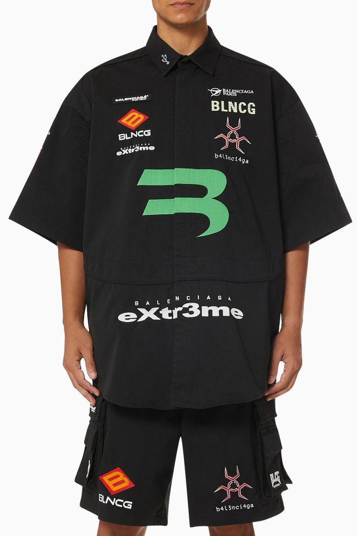 

Gamer Shirt in Cotton Stretch Gaberdine, Black