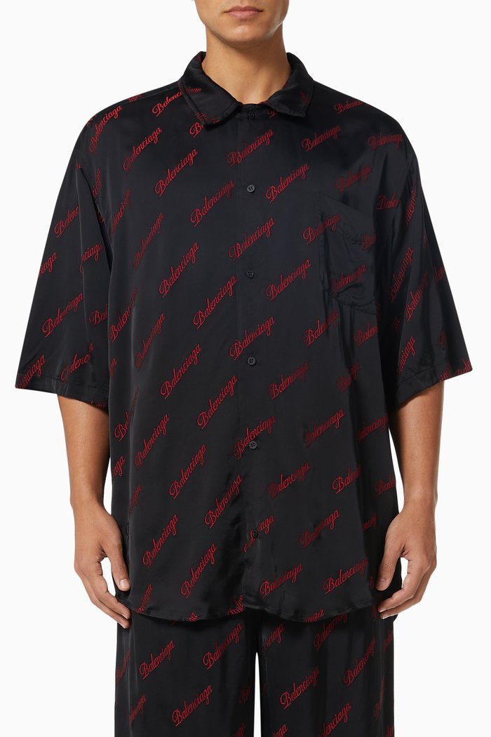 

Minimal Shirt in Jacquard Viscose, Black