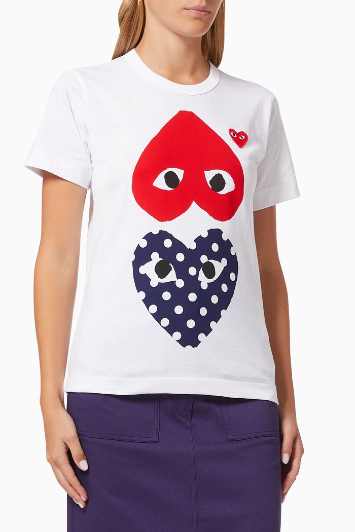 

Polka Dot Heart T-shirt in Cotton, White