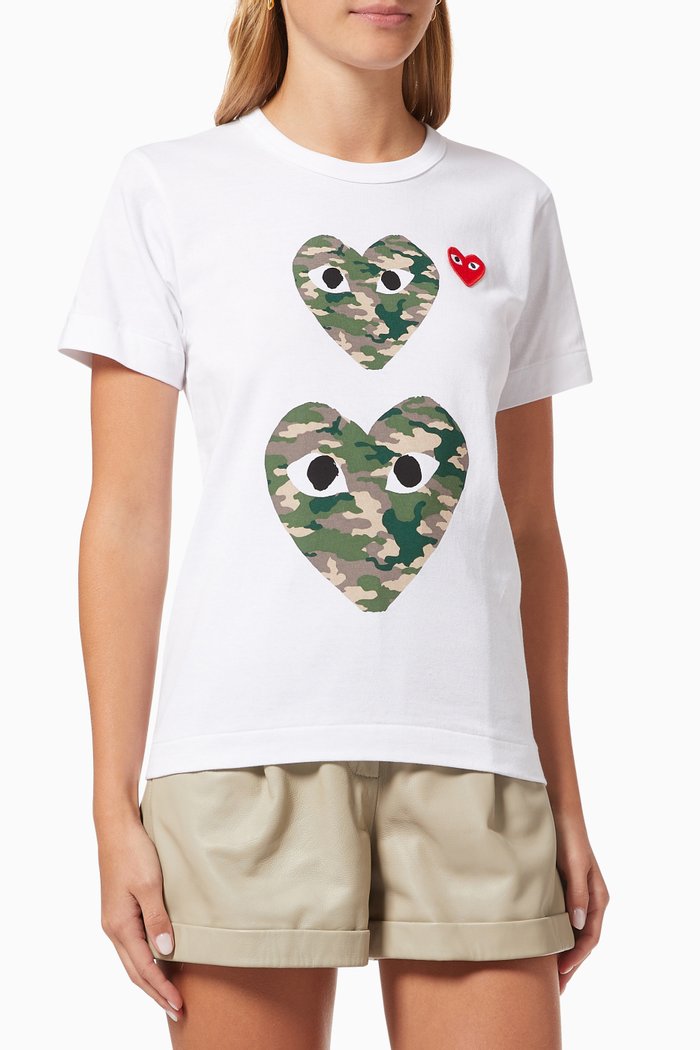 

Double Heart T-shirt in Cotton, White
