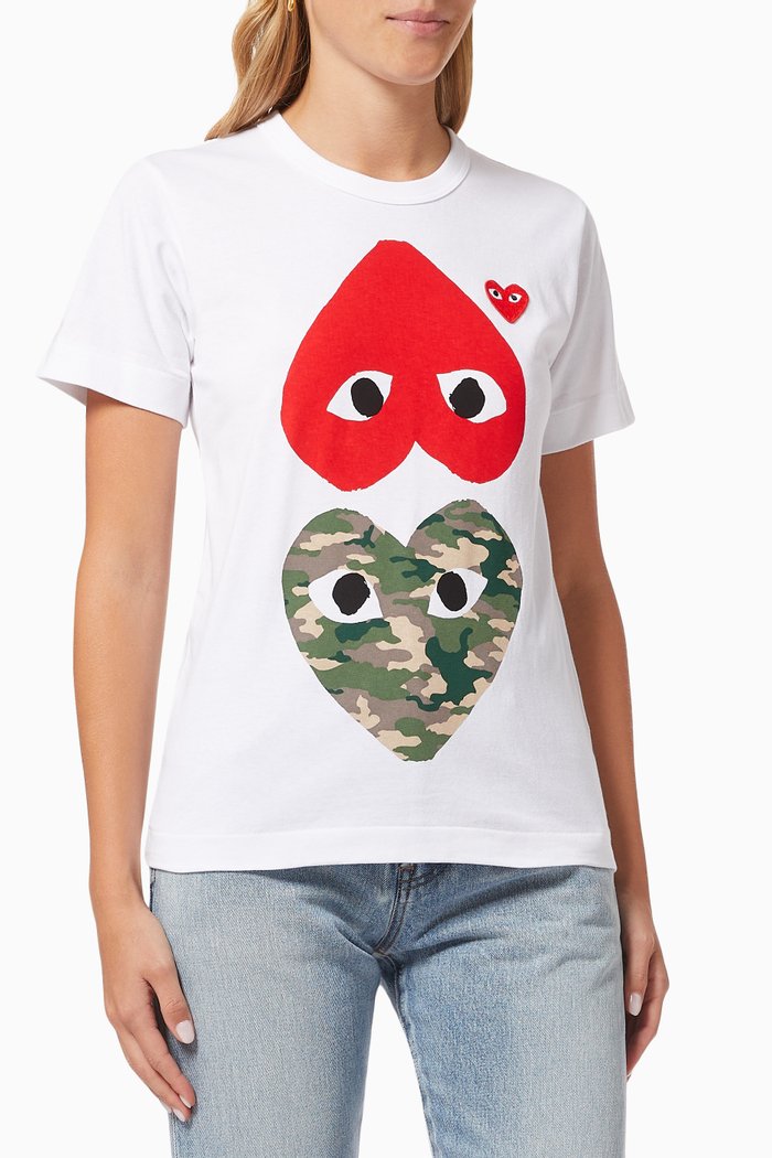 

Camouflage Heart T-shirt in Cotton, White