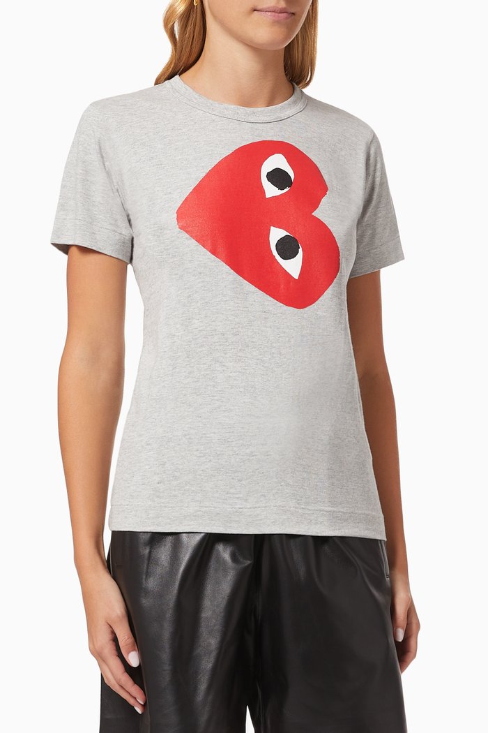 Heart T-shirt in Cotton, Grey